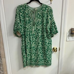 Max Studio Green Floral Tie-Front Mini Dress Sz M